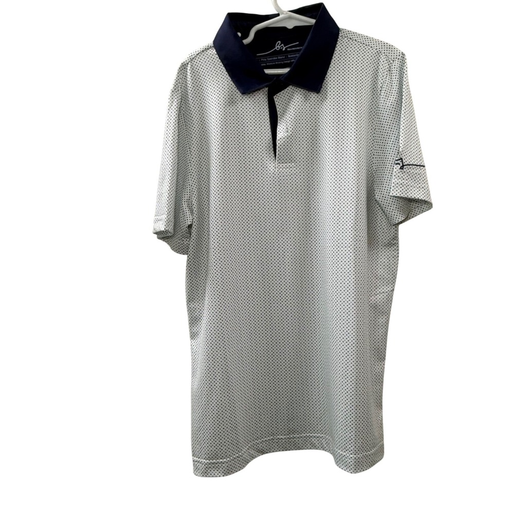 NWT Junior Boston Scott Links Golf Polo White Polka Dot Medium MSRP $49